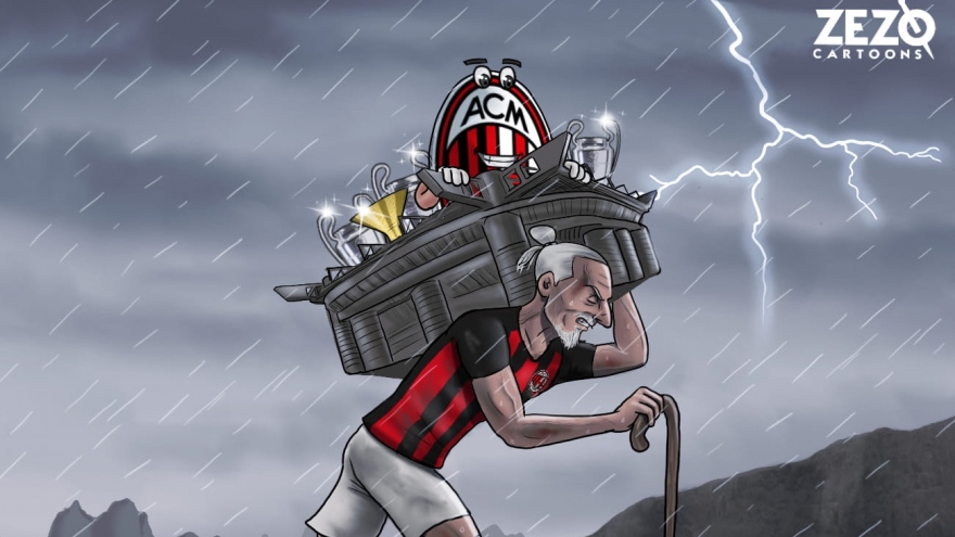 Biếm họa 24h: Ibrahimovic "còng lưng gánh" AC Milan